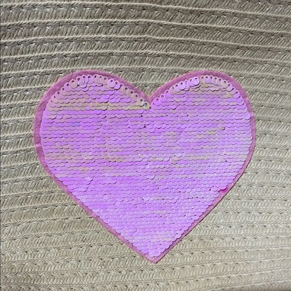 love2design Pink Heart sequins does the flip Woven Tote Bag beach boating nwot